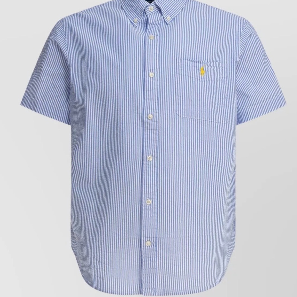 Ralph Lauren Seer Sucker Blue and White Striped Shirt
